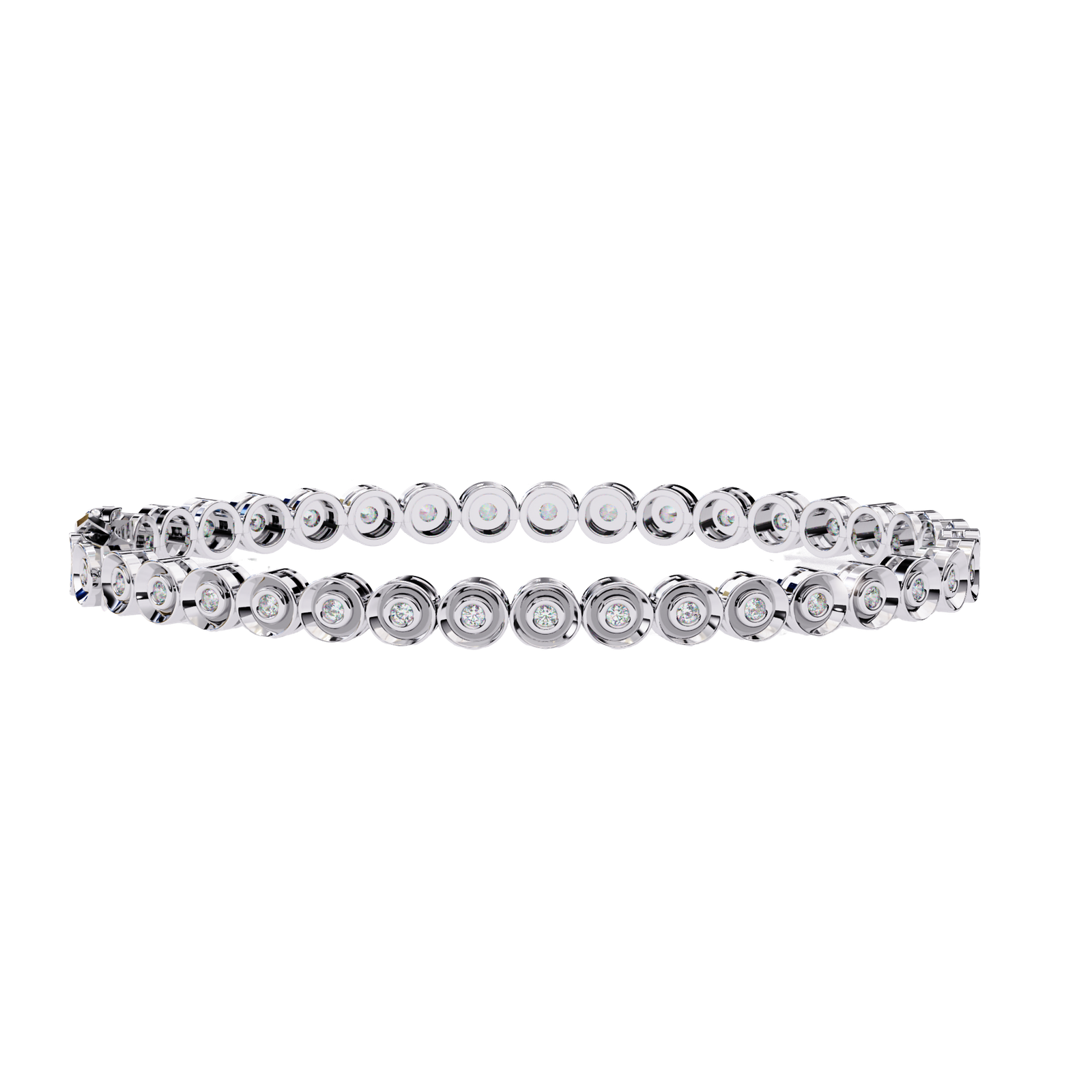 Golden Halo Bezel-Set Diamond Tennis Bracelet